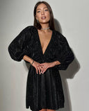 Spring Design V-Neck Dress French Solid Color Sexy Short Dress
