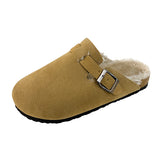 Large-Size Bag Head Thick-Bottom Cotton Slippers Women Plus Velvet Cork Dragged Lazy Man Velvet