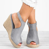Summer Summer Thick Bottom Slope And Fish Mouth Sandals Women Word Buckle Velvet Casual Slope Fashion Shoes