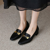 Retro Square Head Single Shoe Heel Thick Heel 2025 Spring And Autumn New Women's Foot Small Leather Shoes Women's