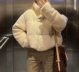 Fur Fleece Puffer Cropped Coat- Outfit