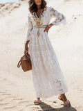 Maxi Dress Women Summer Beach Holiday White Wedding Dresses Ladies Retro V Neck Long Dress Boho Sundress Robe