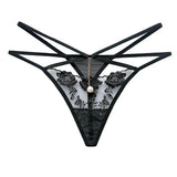 Cross Hollow Pearl Pendant Sexy Non-Scarred Perspective Low-Rise Hot Transparent Cotton Trousers Female