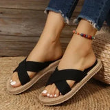 Slippers Women Wear 2025 Spring And Summer New Hemp Rope Anti-Slip Beach Shoes Simple Adragging