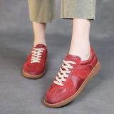 Layer Of Cowhide Leather Hand Retro Training Casual Shoes Spring And Autumn New Round Head Flat Soft Bottom