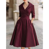 Women's Spring And Autumn Temperament Collar Waist Dress Thin Elegant Ladies