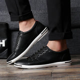 Zingj Men's Plus-Size Casual Shoes Fashion Breathable Leather Shoes Wenzhou Lace-Up Men's Shoes Shoes