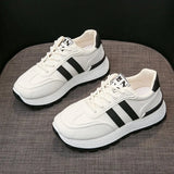 Women's Shoes With Striped Sneakers In The Autumn Of 2025 New Thick Soles Increase Not Tired Feet Old Shoes Couples Casual Aggan