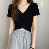 Zingj Summer New Design Cross Versatile Show Slim Short-Sleeve T-Shirt Korean Version Short Pure Color Jacket