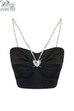 Strap Heart Vest Crop Tops Women Solid Color Sexy Lady Low-cut Padded Short Camis Clubwear 2023 Summer New Fashion Top