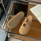 Bottom Bag Head Half Slippers Women Wear 2025 New Spring Flat Bottom Lazy One Foot Half To Birken