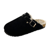 Large-Size Bag Head Thick-Bottom Cotton Slippers Women Plus Velvet Cork Dragged Lazy Man Velvet