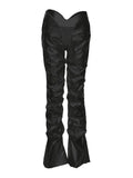 Stacked Low Waist Pu Leather Pants- Outfit