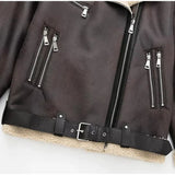 Faux Fur Double-sided Zipper Jacket-Outfit