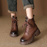 Layer Of Cowhide Martin Boots Women 2025 Autumn And Winter New Thick-Bottomed Fashion Light, Anti-Slip Coarse And Leather Short