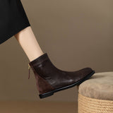 Design Retro Round Head Thin Boots Women Autumn And Winter New Flat Bottom Martin Boots Soft Commute Low And Short Boots