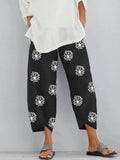 Loose Dandelion Print Elastic Waist Dungarees