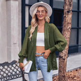 Autumn / Winter Fashion New Women's Casual Solid Color Loose Play Jacquard Cardigan