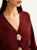Women's V-Neck Button Knitted Knitted