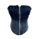 Shooting 2025 Spring And Summer New Trend Hair Edge Gradient Design Brush Denim Zipper Shirt Vest