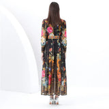 Elegant Court Style Positioning Print High-Necked Lantern Sleeves To Close Waist Dress Women's Spring Holiday