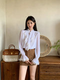 Xixi 2025 Autumn White Label Thousand Gold Lace Lace With Bottom Shirt Women's Long-Sleeved Top