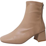 Boots Women's English Wind 2025 Spring And Autumn Single Boots Square Head Hears Skinny Heels Short Boots