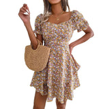 Wind Shooting 2025 Spring And Summer Temperament Broken Flower Tie With Waist Swing Dress Women's