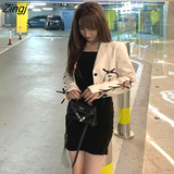 Women Sweet High-street Fashion Bow Cropped Designers Long Sleeve Streetwear Chic Ulzzang Korean Stylish Students
