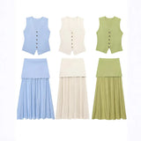Spring New Vest Vest Outside The Vest Blouse Design Sense Of Niche Temperament Knitted Vest Splicing