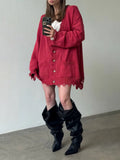 Dopamine Broken Sweater Cardigan Autumn New Simple Set Loose Gentle Casual Casual