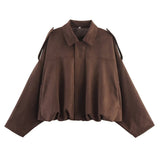 Color 2025 Spring And Autumn Leisure Tuffen Texture Collar Pilot Jacket Women