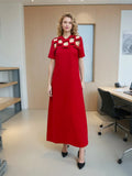 Classic Elegant Style Dress 2025 Summer New Hollow Design Collage Three-Dimensional Bow Long Dress