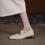 Shoes Female Summer 2025 New Spring Simple Korean Version Of Thick Heel Loafers With A Foot Pedal British Style Small Leather