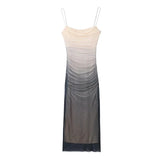 Summer New Women's Fashion Leisure Vacation Wind Silk Net Print Dress
