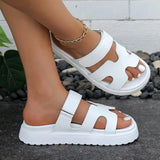 Summer New Thick Bottom Cool Slippers Large-Size Magic Sticker Outside Wearing Casual Women's