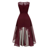 Asymmetrical Dress Women 2023 Elegant Chiffon Burgundy Lace Long Party Dress Female Slim Wedding Bridesmaids Maxi