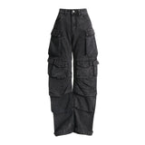 Wind Jeans Pants Women's Autumn 2025 New Lazy Cargo Pants Mop Straight Pocket Wide Leg