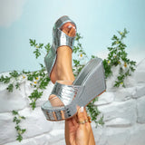 Patent Leather Thick Bottom And Slippers Women's Summer New Sandal Jacket Silver Women's