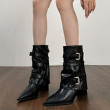 Western Cowboy Boots Sharp Head And Pants Tube Boots Women 2025 New Big Good-Looking Short Boots Folds High