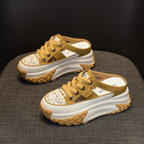 Summer Head Hollow Half-Slippers Women Wear Internal High Casual Shoes Fashion Thick Soles Pedal