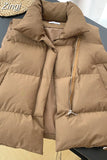 Fashion Casuals Lapel Version Loose Warm Thick Pocket Cotton Vestes Waistcoat Vest for Women Short Jacket Winter 2023