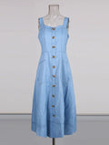 Temperament Dress 2025 Autumn And Winter New Single-Dlong Denim Pocket Slim Thin Sling Dress