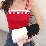 Women Lovely Chic Summer Korean Fashion All-match Slim Girls Crop Top Popular Knitted Preppy Ladies Clothing Camis
