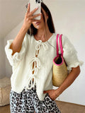New Round Tie Nine-Sleeve Rope With Knitted Sweater Lazy Wind