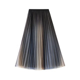 New High-Rise Display Thin Double-Layer Mesh Yarn Gradually Changing Color Bright Color Long Skirt 2025 Spring And Summer Women