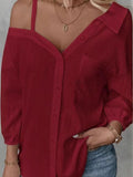 Shoulder Long-Sleeved Shirt Women's