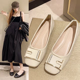 Buckle Korean Version Of Single-Shoe Women In The New Autumn 2025 With Coarse Heel Square Head Professional Working Temperament Women's