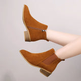 Women's Boots New Square With Large Size Women's Boots Velvet Fashion Boots Side Zippered Tips Short