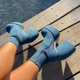 High-Tight Plus-Size Fashion Boots Women Autumn Coarse And Waterproof Table Frosted Skinny Leg